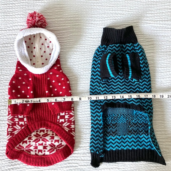 Blueberry Pet Christmas Tree Snowflake Sweater Coat Hoodie Dog Cat Pets Red Blue - Picture 3 of 10